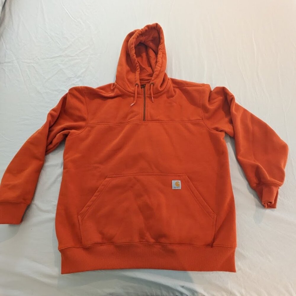 Carhartt Rain Defender Hoodie Hooded Quarter Zip Sweatshirt Jasper Orange XL